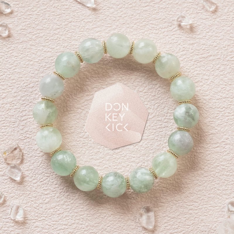 Feather of Green Flourite genuine gemstones beads stretch bracelet gift for her - Bracelets - Crystal Green