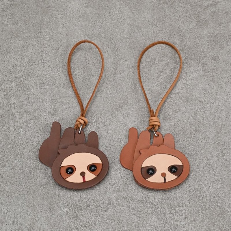 チャーム ナマケモノ バッグチャーム キーホルダー スマホチャーム スマホストラップ - チャーム - 革 ブラウン