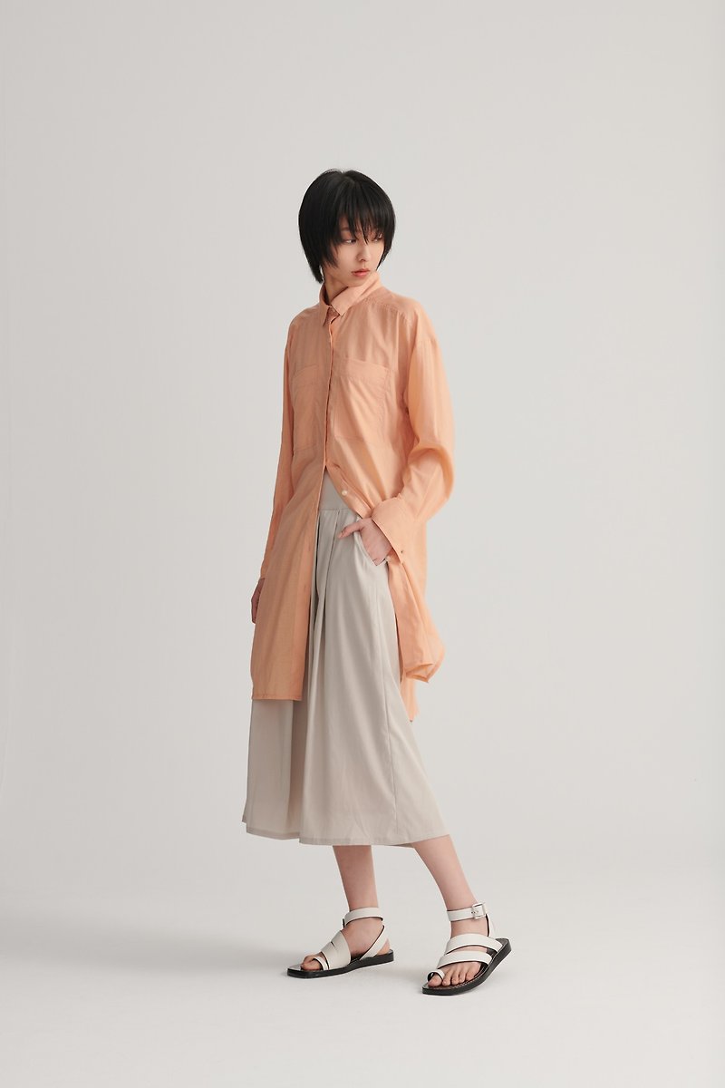 Shan Yong Linen Stud Detail Long Shirt (Three Colors) - Women's Shirts - Cotton & Hemp 
