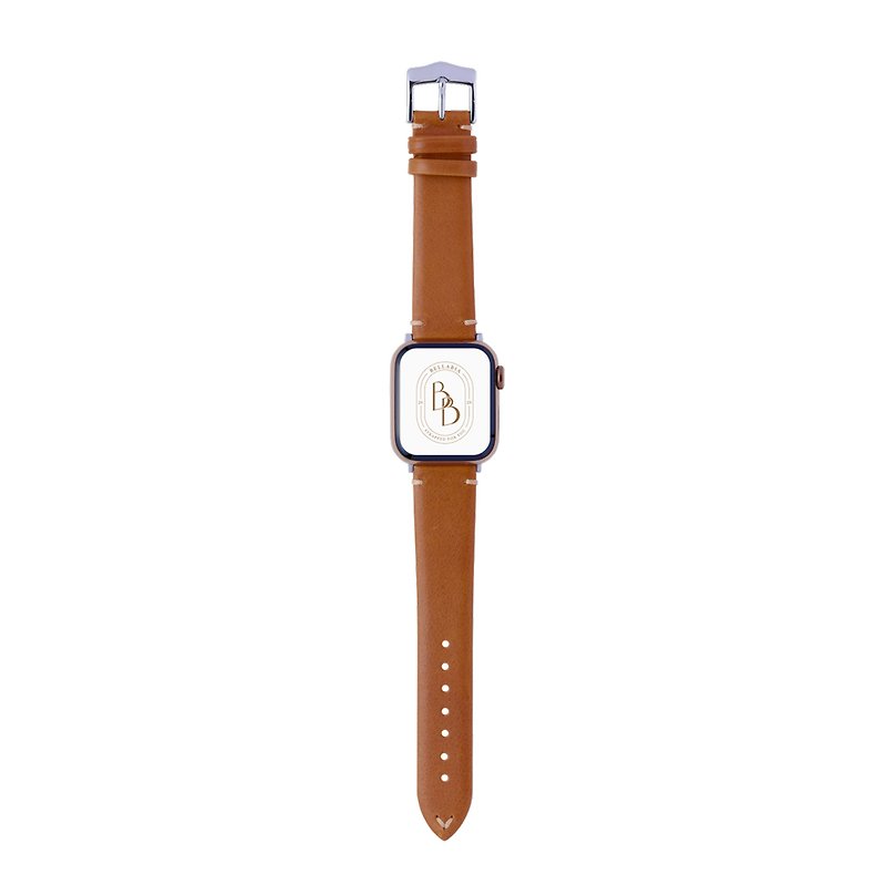 Apple Watch Italian Leather Light Brown Leather Strap S8/7/6/5/4/3/2/1/SE - สายนาฬิกา - หนังแท้ สีนำ้ตาล