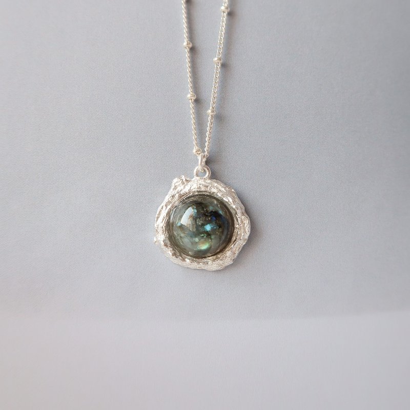 / Take off the starry sky/ Labradorite 925 Sterling Silver Natural Stone Necklace Necklace - Necklaces - Sterling Silver Blue