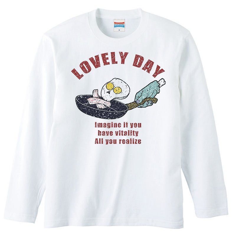 Long sleeve T shirt / Lovely day - T 恤 - 棉．麻 白色