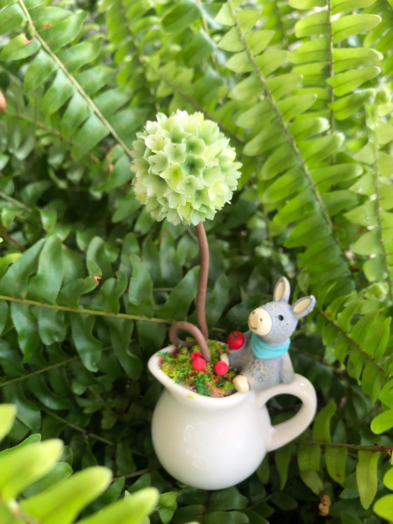 Ageless Flower Art / Hydrangea Healing Small Potted Plant - ตกแต่งต้นไม้ - ดินเหนียว 