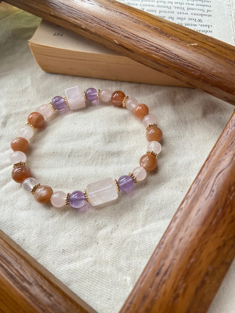 淡粉晶/西柚粉晶/金沙橙月光/薰衣草水晶 天然石手鏈 - 手鍊/手環 - 水晶 多色