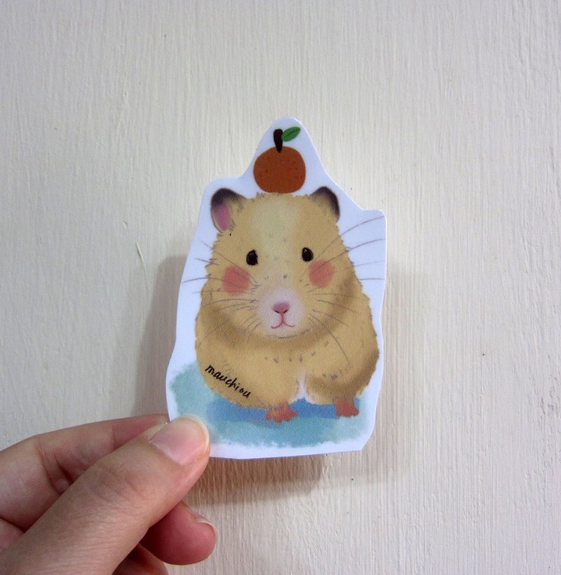 Hand drawn illustration style completely waterproof sticker hamster golden rat hamster - Stickers - Waterproof Material Yellow