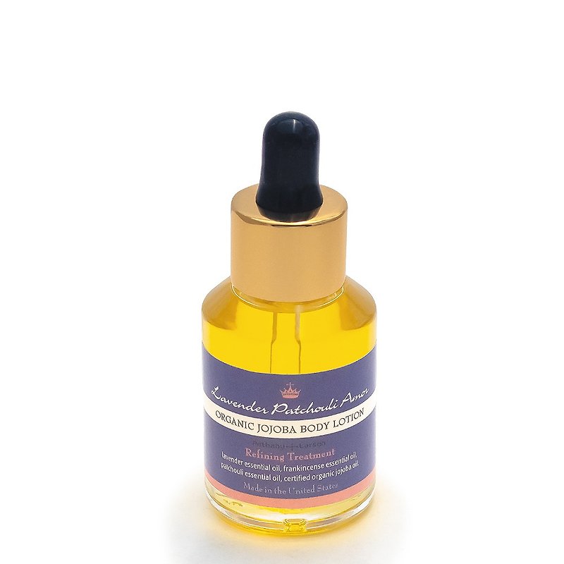 Lavender Patchouli Amor - Organic Jojoba Body Lotion Oil, 30ml Facial Dropper - Essences & Ampoules - Essential Oils Purple