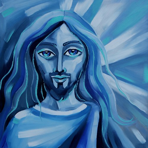 ARTbyAnnaSt Jesus Painting Catholic Original Art Christian Wall Art Oil 25by25cm