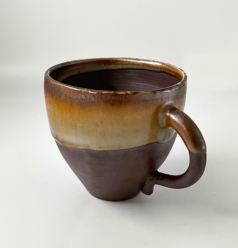 陶 咖啡杯 咖啡色 - 馬克杯/柴燒陶器/熔岩