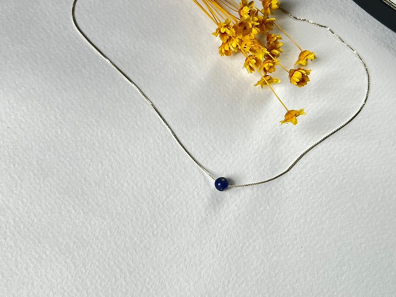 Lapis Lazuli Sterling Silver Necklace Lapis Lazuli Natural Stone Ore Necklace Necklace Gift - Necklaces - Gemstone Blue