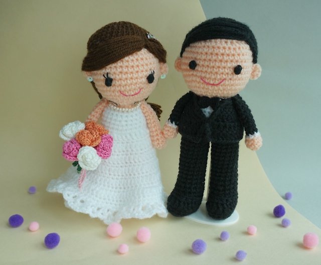 結婚式のデコレーション 結婚式人形 花婿 花嫁人形 ショップ 42crochets 置物 Pinkoi