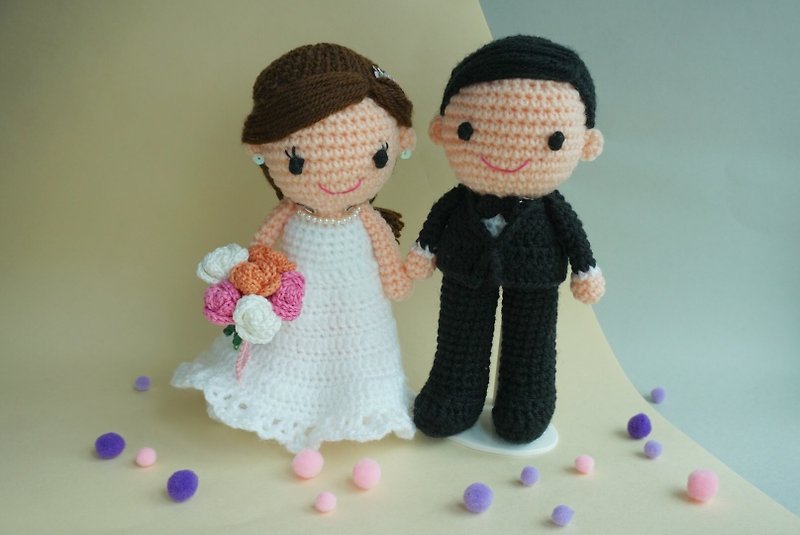 Wedding Decoration – Western couple wedding dolls - Items for Display - Polyester Multicolor