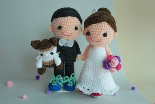 ウェディング人形　新郎新婦　陶器　人形　作家物　手作り wdoll_1.jpg