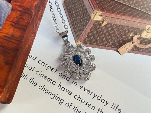 Pine St. Jewelry 松樹街輕奢珠寶 天然藍寶石 法式蕾絲鑲嵌墜子