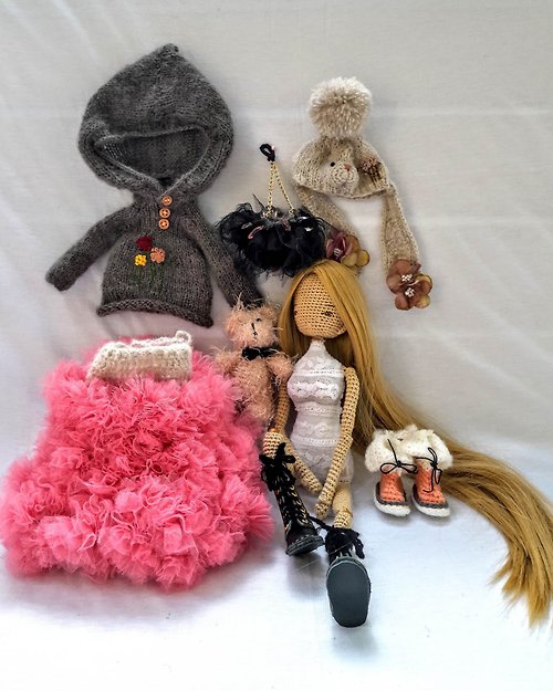 nn-handmade Crochet Doll Set-09 (with clothes)