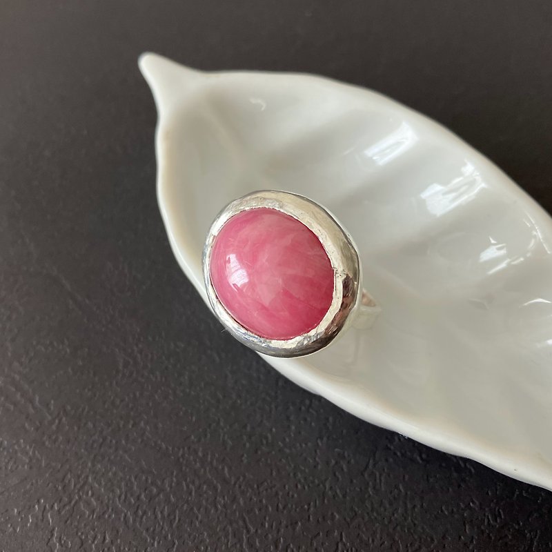 ロードクロサイト 薔薇のフリーサイズリング - rhodochrosite silver - 戒指 - 寶石 粉紅色