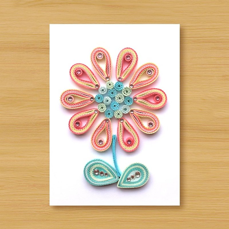 Handmade Roll Paper Card_ Flower_B2 ... Mother Card, Thank You Card, Valentine Card - การ์ด/โปสการ์ด - กระดาษ สึชมพู
