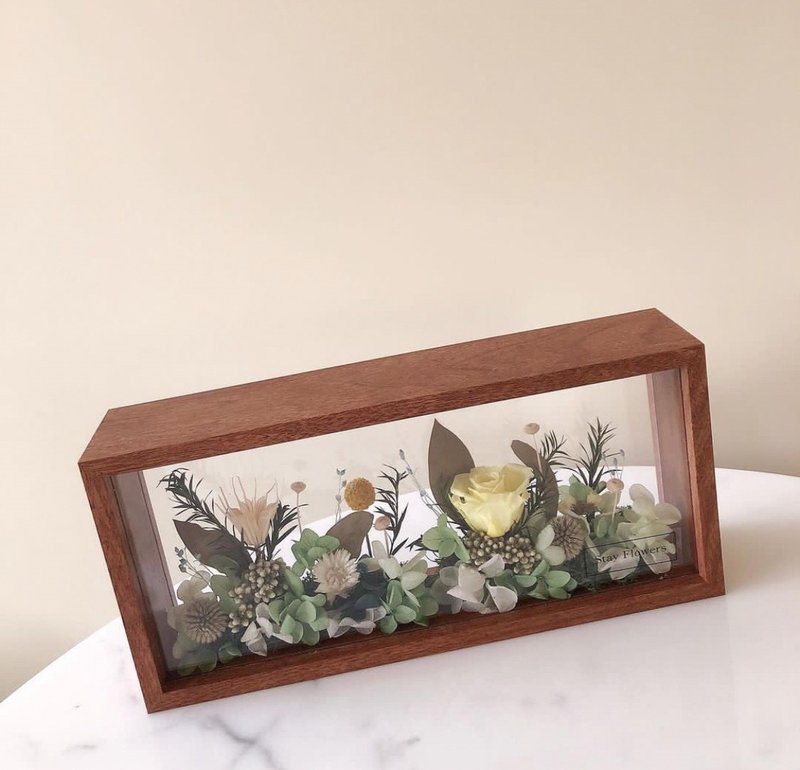 Stay-Yiwenqing Everlasting Flowers Dried Flower Photo Frame-Customized Gift Exchange Opening - จัดดอกไม้/ต้นไม้ - พืช/ดอกไม้ สีเขียว