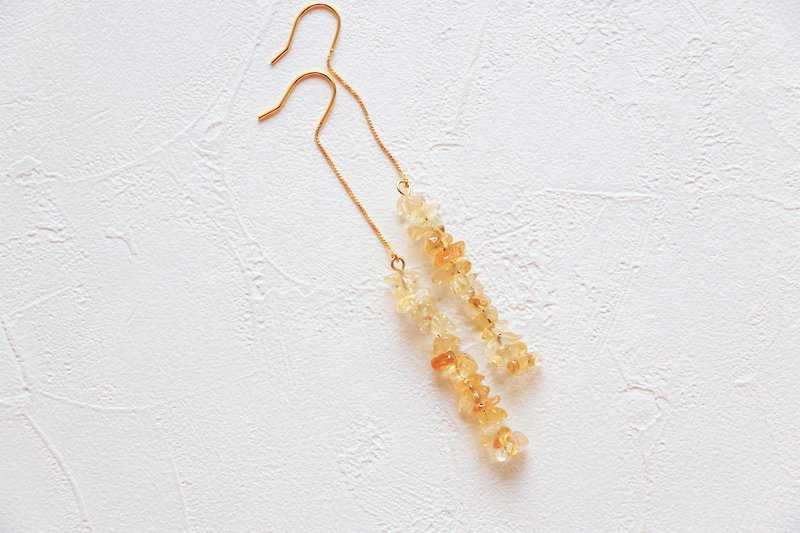 Citrine threader earrings - 18k gold plated earrings - Earrings & Clip-ons - Gemstone Yellow