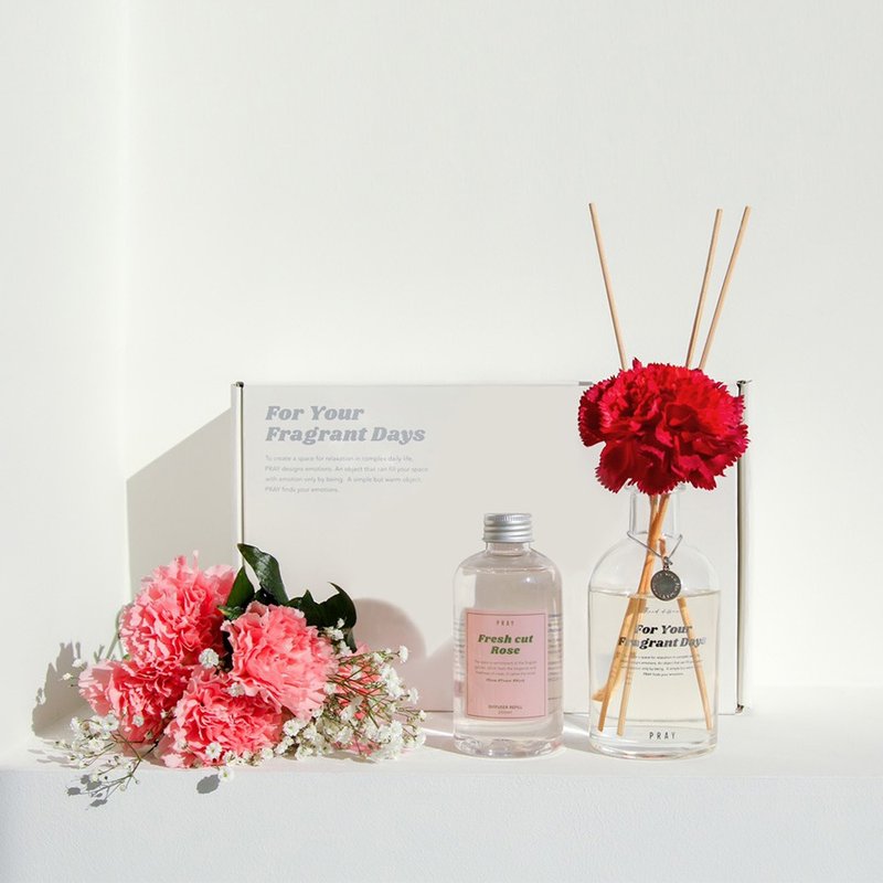【韓國 PRAY】香氛禮盒 /擴香200ml+蠟燭165g - 香氛/精油/擴香 - 玻璃 白色