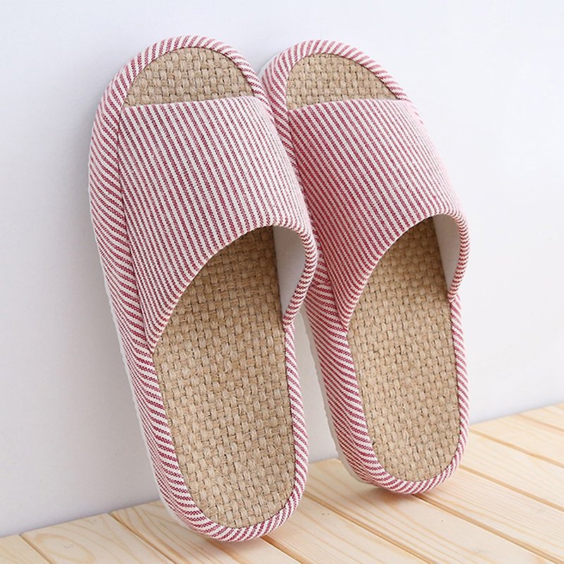 Not sad refurbished| Japanese striped linen arch shoes while supplies last. Please refer to the size chart below. - รองเท้าแตะในบ้าน - ผ้าฝ้าย/ผ้าลินิน 