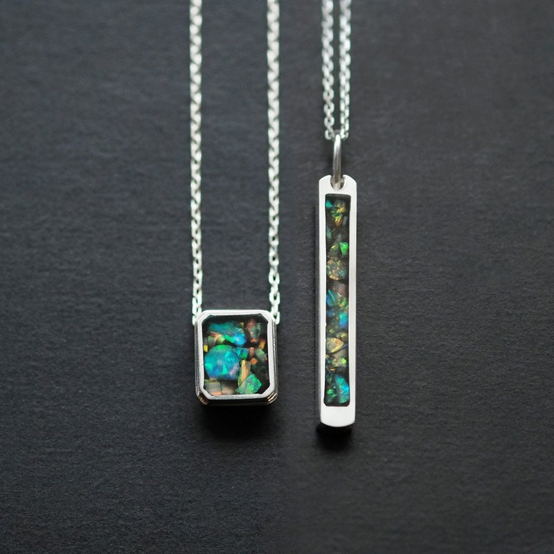 2 pieces set) Opal Galaxy Pair Necklace Silver 925 - สร้อยคอ - เครื่องเพชรพลอย หลากหลายสี