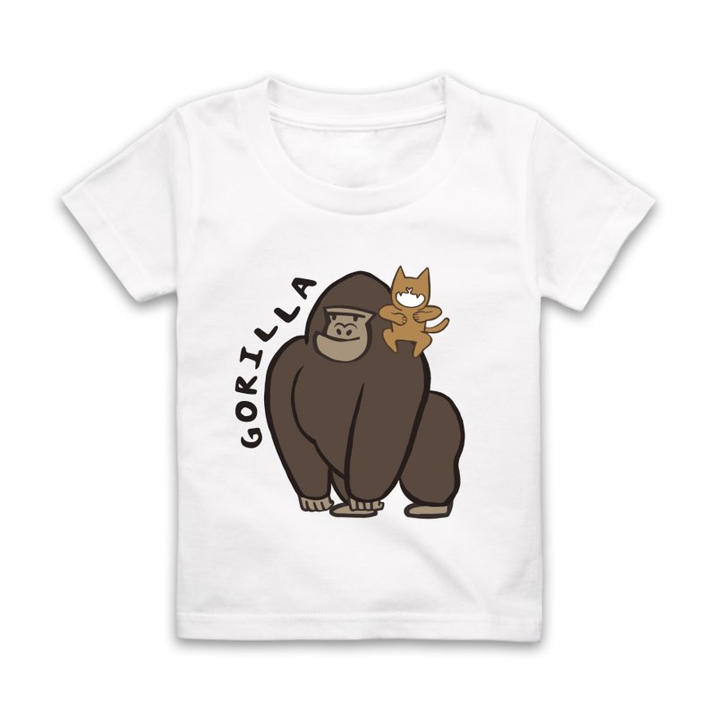 字母G-GORILLA短袖T恤-白 - 男/女童裝 - 棉．麻 白色