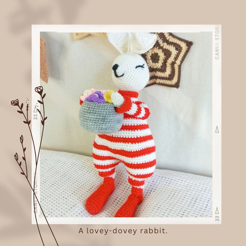 A lovey-dovey rabbit Cozy Home Decor Crochet Toy Crochet Rabbit Spring Mood - ของเล่นเด็ก - อะคริลิค ขาว