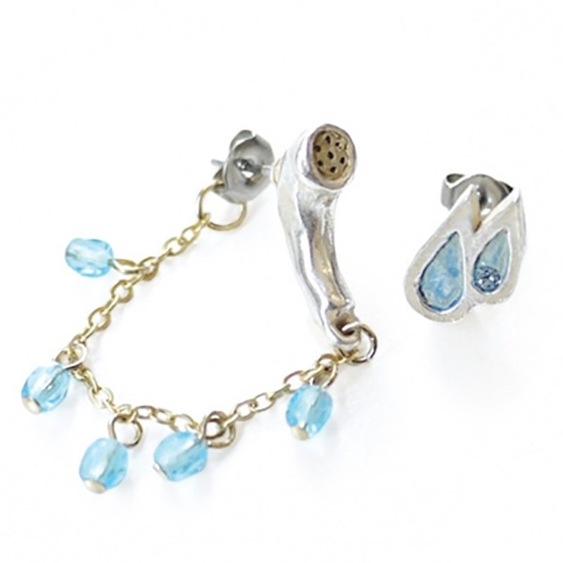 Shower Shower earrings / piercing PA322 - Earrings & Clip-ons - Other Metals Blue