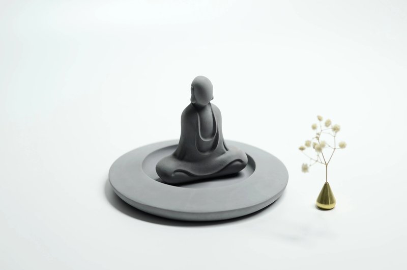 Good Luck Buddha Clear Cement Zen Desktop Decoration Wabi-sabi Aesthetics - ของวางตกแต่ง - ปูน หลากหลายสี