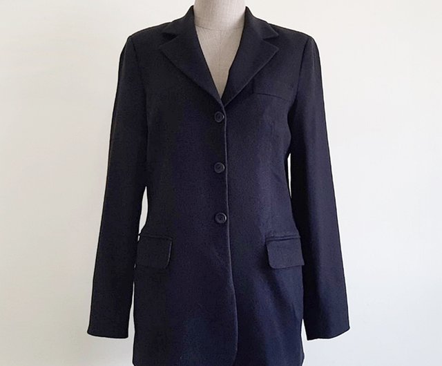 AKRIS アクリス　ジャケット　コート　黒　ブラック　ウール　皇室御用達　美品 極美品】アクリス☆ツイードノーカラージャケットコート 皇室