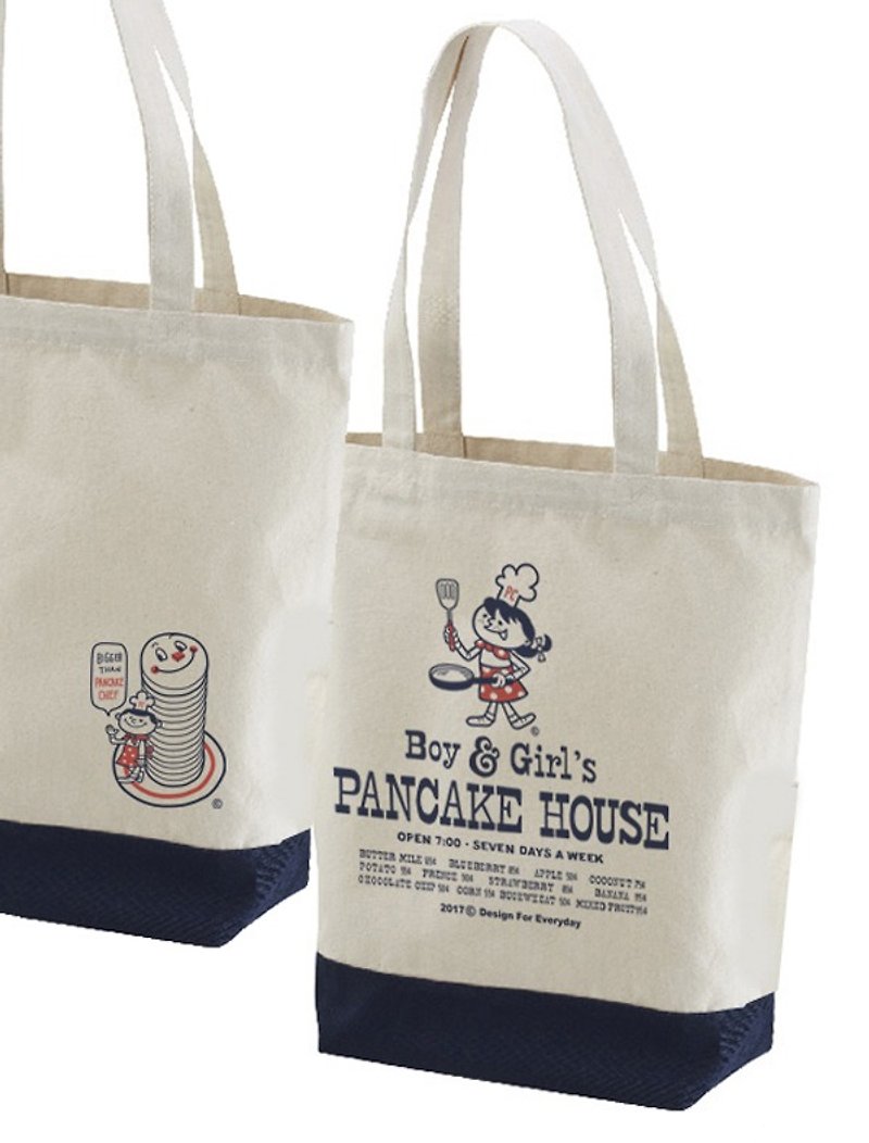 Boy & Girl's Pancake House Tote Back M 【Customized Goods】 - กระเป๋าถือ - ผ้าฝ้าย/ผ้าลินิน สีกากี