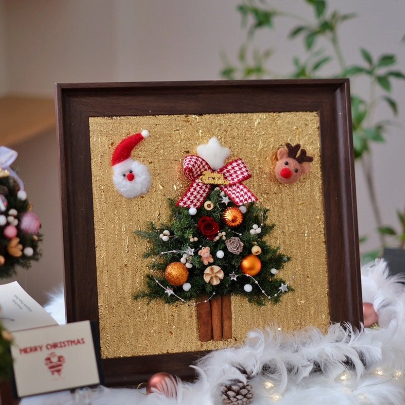 金箔聖誕樹畫框 / 可以擺放or掛 永生聖誕樹 聖誕節裝飾 聖誕禮物 - 乾燥花/永生花 - 植物．花 紅色