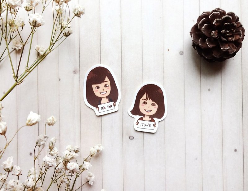 Custom Q version portrait name stickers | completely waterproof - Stickers - Paper Multicolor