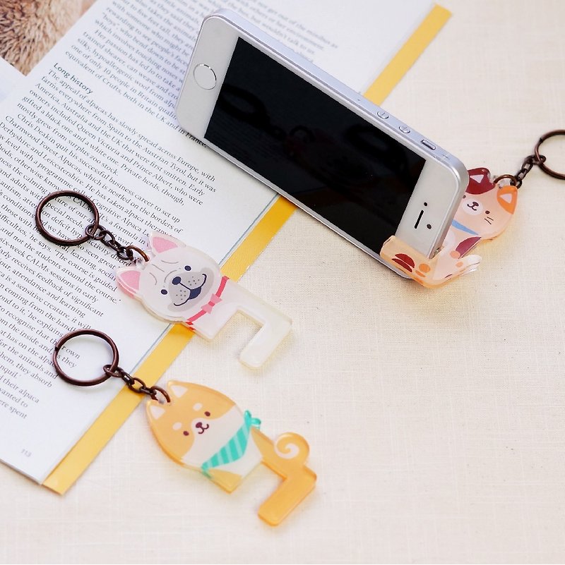 [Mobile phone holder-cute animals] Acrylic material, easy to carry key ...