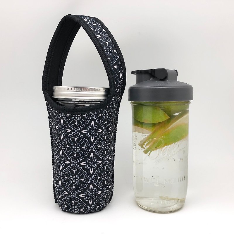 Spot BLR 24oz Wide Mouth Mason Bottle Beverage Bag Sealed Space Cover Combination - ถุงใส่กระติกนำ้ - แก้ว สีดำ