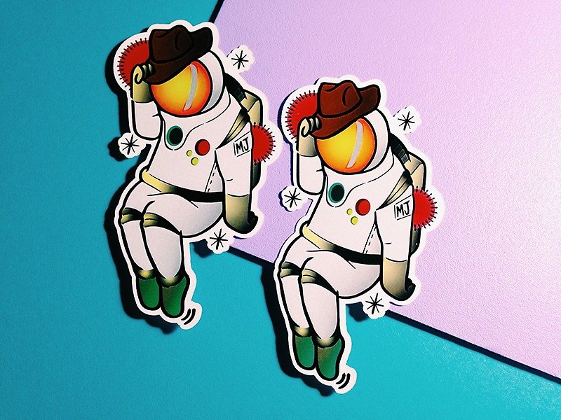 SPACE MAN / Stickers - สติกเกอร์ - วัสดุกันนำ้ สีเทา