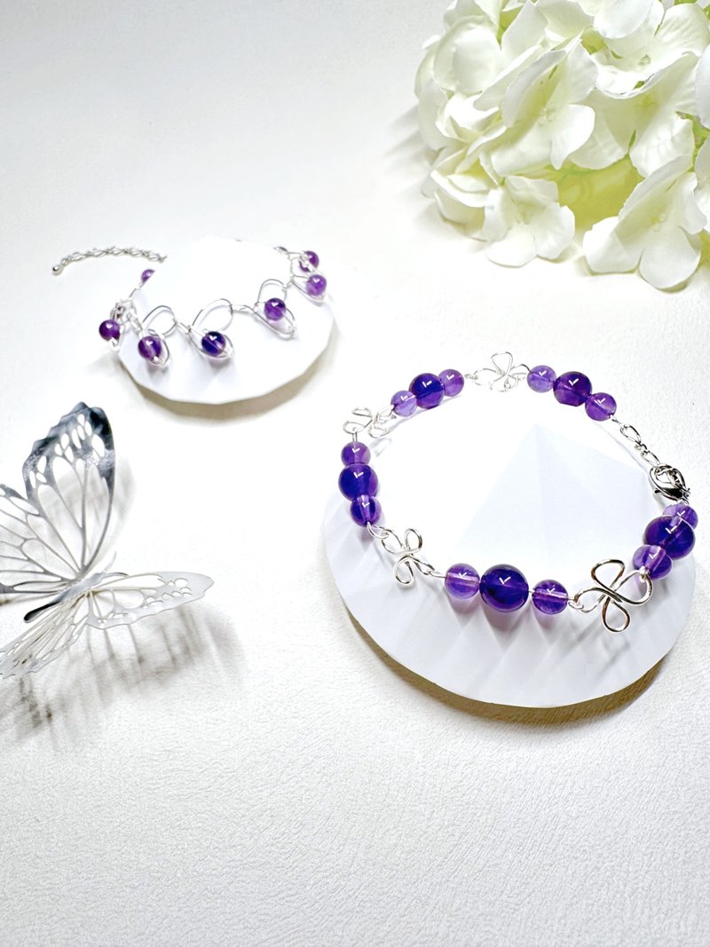 紫水晶 Amethyst 四葉手鏈 - 手鍊/手環 - 水晶 