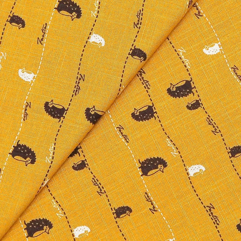 棉麻透氣布料－漫步一線間－芥末黃 - 編織/刺繡/羊毛氈/縫紉 - 棉．麻 黃色
