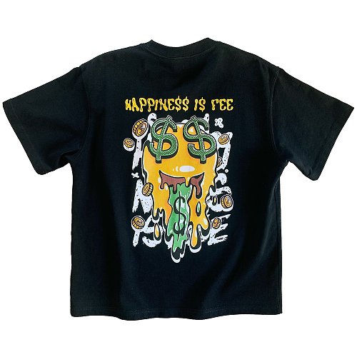 Samvia - Happiness Is Fee 購買快樂 280G(10.5OZ) 重磅 100%棉 Oversize Tee T-Shirt 黑色