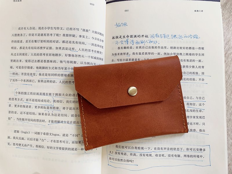 sobag first layer leather handmade coin purse ins simple small card bag coin bag retro mini hand-made card holder - ID & Badge Holders - Genuine Leather Brown