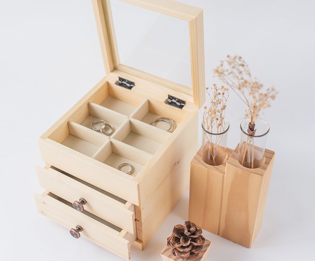 Quick Shipping】Wooden Box Wedding Small Objects Wenqing Small Wooden Box  Custom Lettering Engraving Jewelry Box - Shop GOLDEN BIRD Storage - Pinkoi