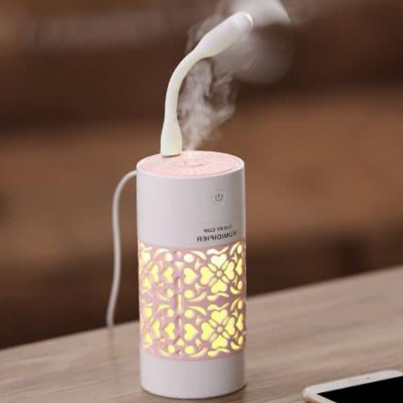Essential oil fragrance water oxygen machine (fan plus value version) suitable for car night light function without water automatic power-off - Fragrances - Other Materials Pink