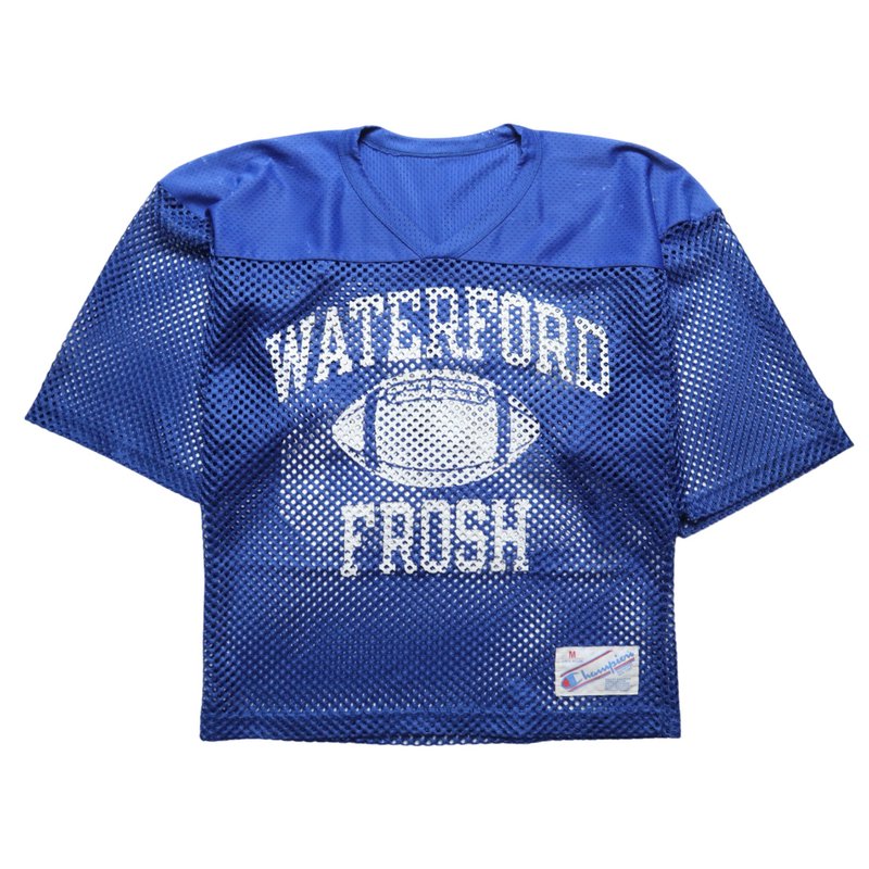 80s 美國製 Champion Waterford Frosh 美式足球網洞上衣 - 男 T 恤 - 其他材質 藍色