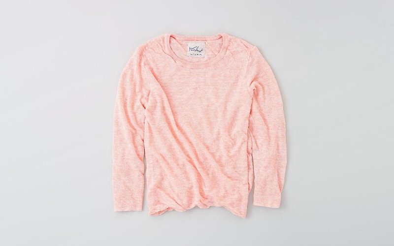 Linen knit women / L long sleeve pullover (pink) - Women's Tops - Cotton & Hemp Pink