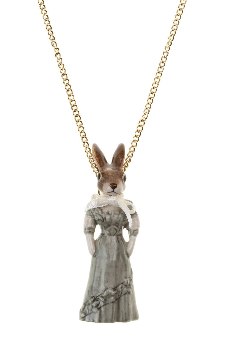 And Mary Miss Hare Necklace - สร้อยคอ - เครื่องลายคราม สีนำ้ตาล