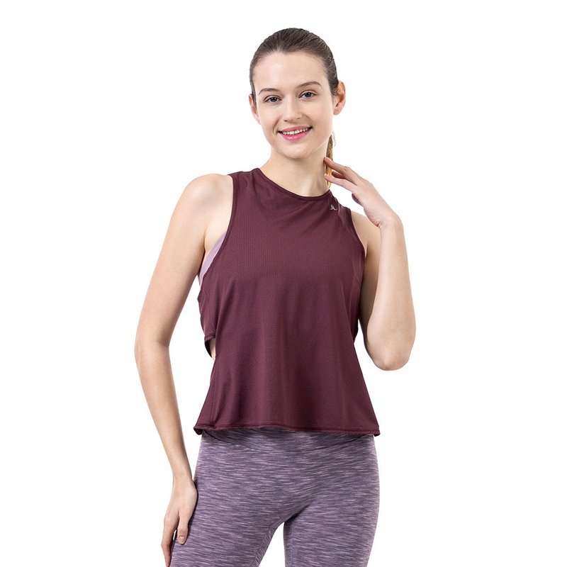 【NAMASTE】Julia - Dark Red - Women's Sportswear Tops - Nylon Red