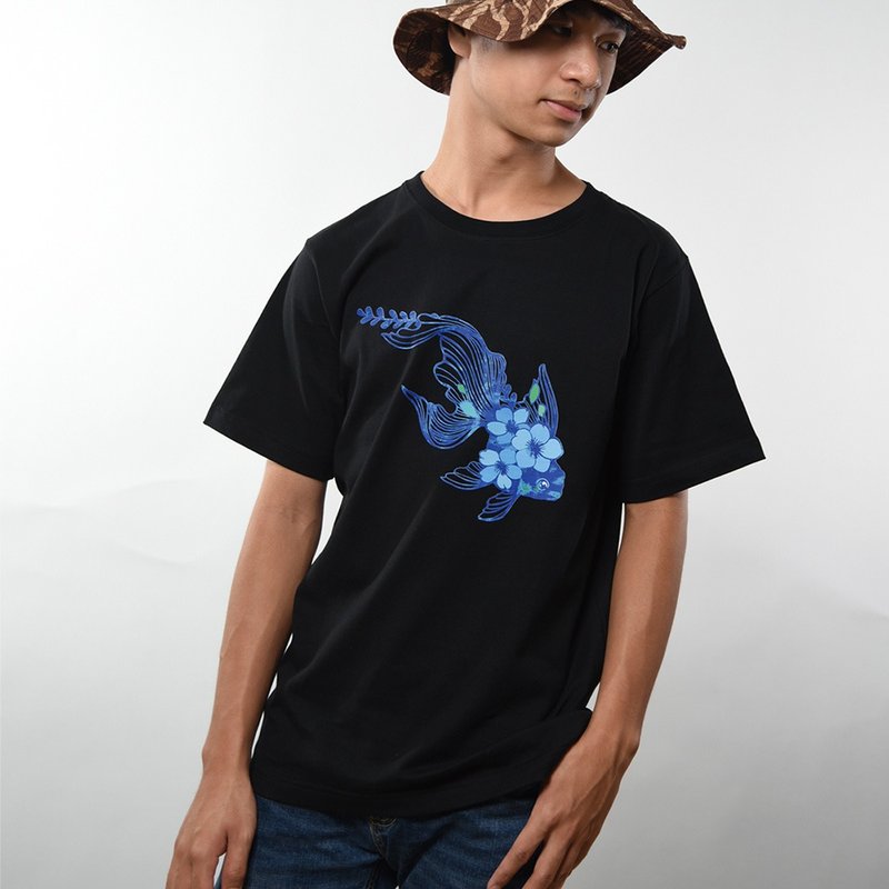 Flower horn fish - Men's T-Shirts & Tops - Cotton & Hemp Black