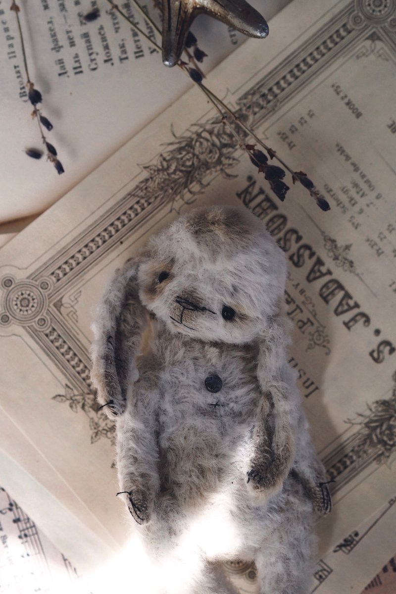 Vintage style teddy bunny interior toy - 玩偶/公仔 - 環保材質 灰色