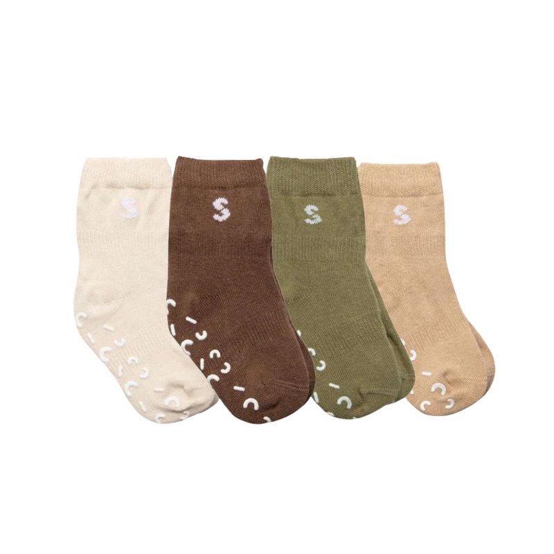 Stuckies - Anti-Slip Socks Set of 4 - Mother Earth - ถุงเท้าเด็ก - ผ้าฝ้าย/ผ้าลินิน 