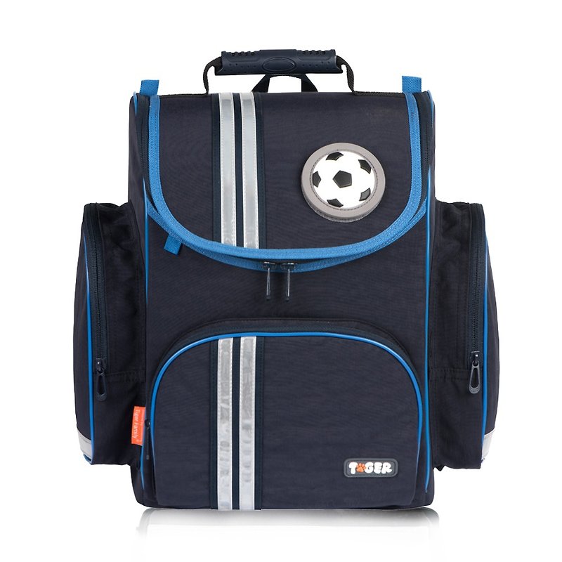 Tiger Family經典英倫超輕量護脊書包+鉛筆盒+文具袋-普魯士藍 (3~6年級) - 後背包/書包 - 防水材質 藍色